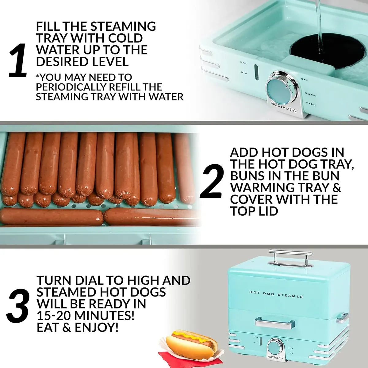 Vaporera Extra Grande Para Hotdogs Vintage 120V
