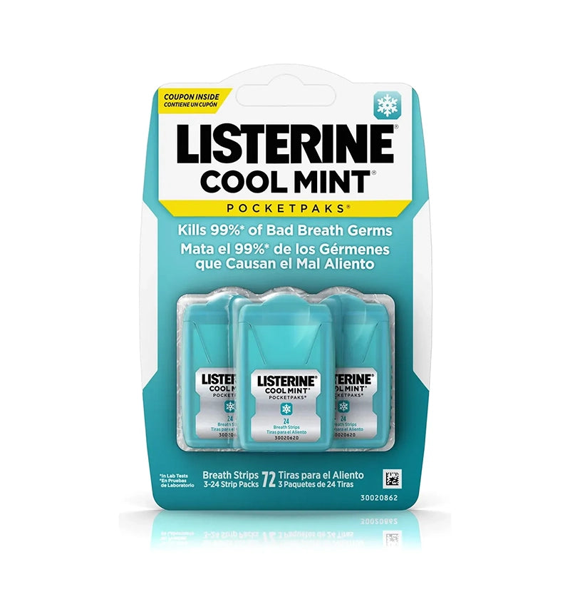 Listerine PocketPaks Cool Mint – Tiras Refrescantes para el Aliento 72 Unidades