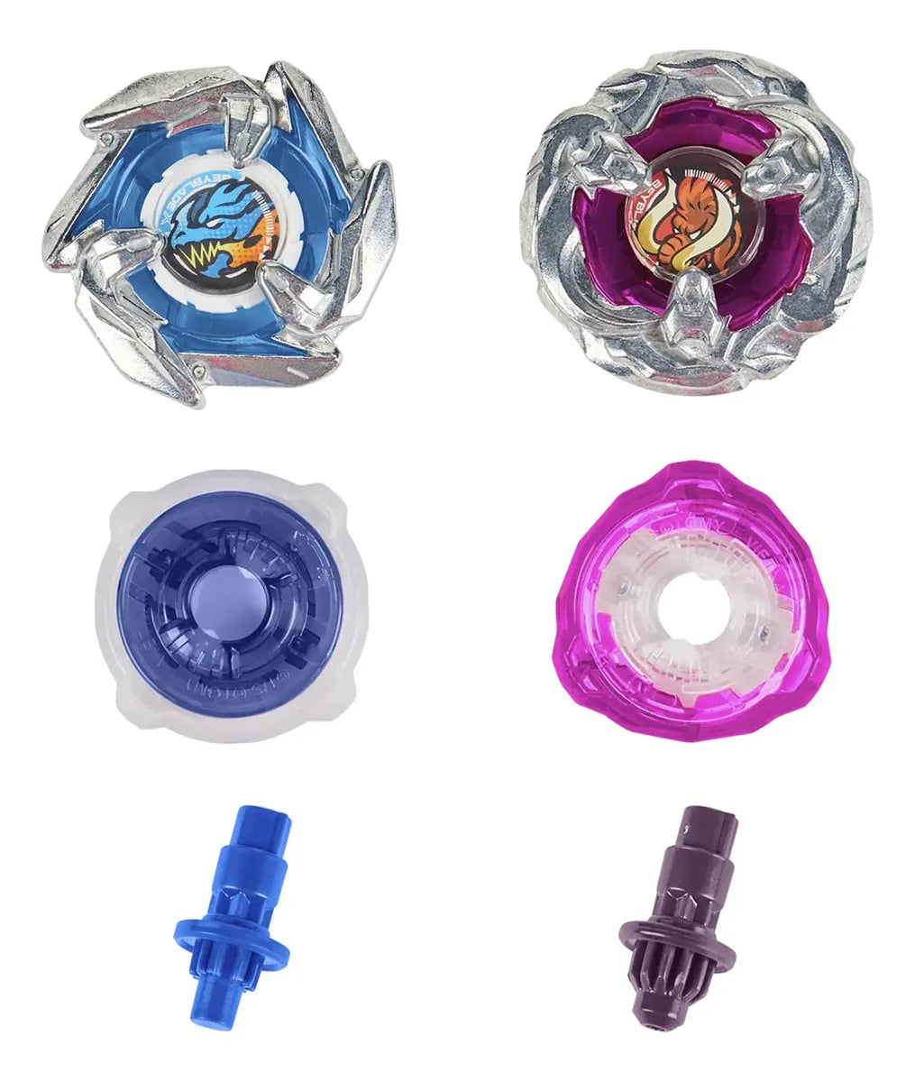Beyblade X Xtreme Battle Set con Beystadium Arena con riel X-Celerator, 2 juguetes superiores giratorios a la derecha, 2 lanzadores
