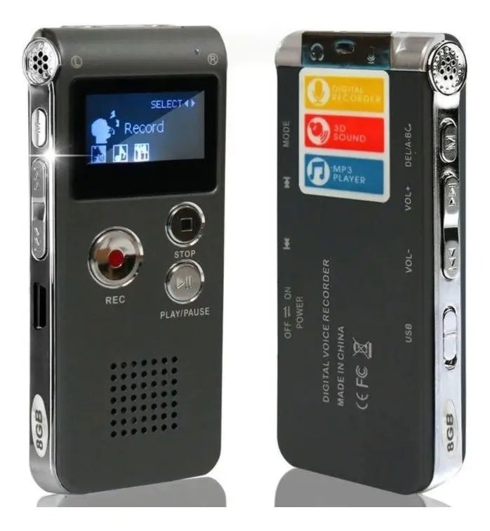 Grabadora Digital Profesional De Voz Sonido 8gb Mp3 Color Negro