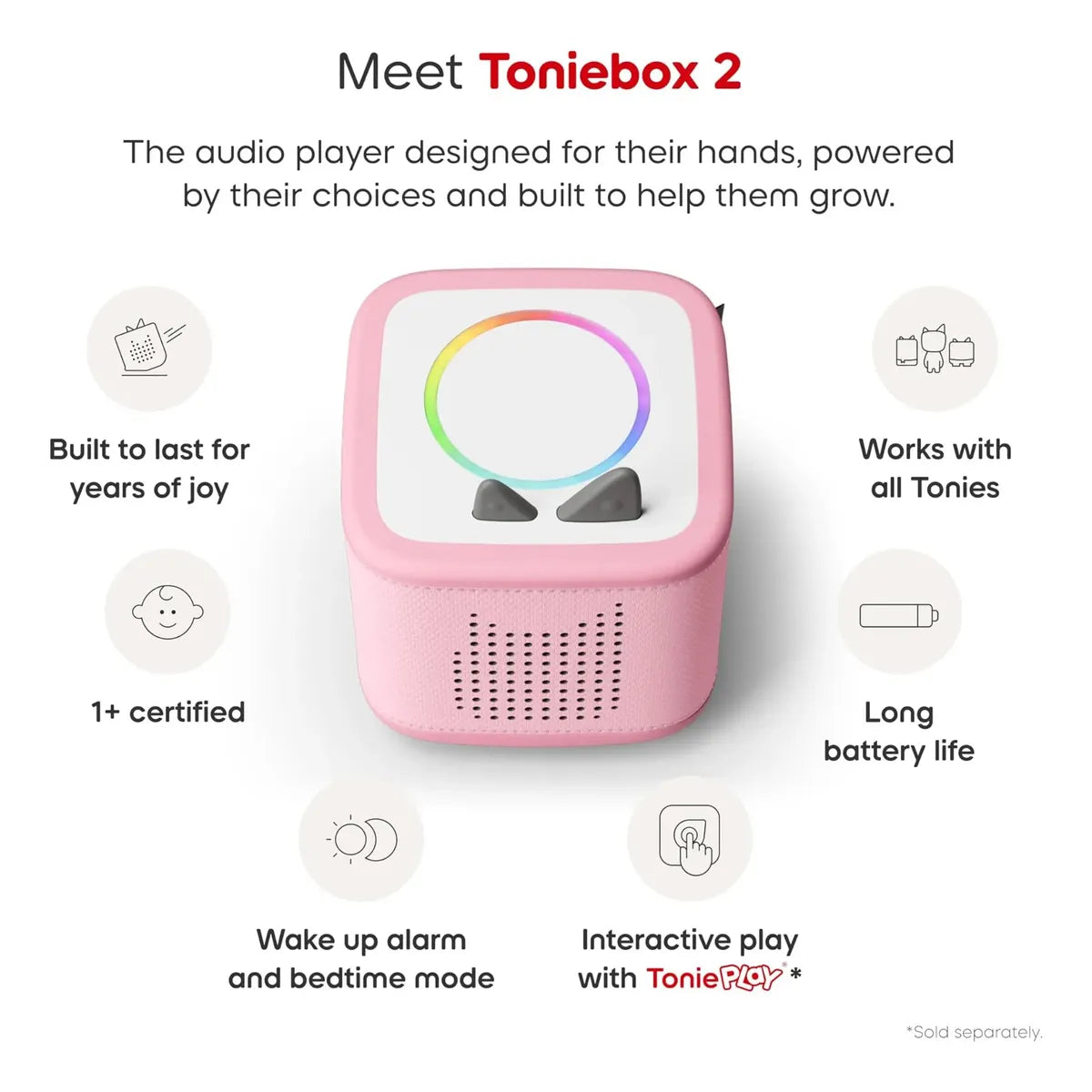 Toniebox 2 Starter Set Cloud Pink con Playtime Puppy – Reproductor de Audio Infantil