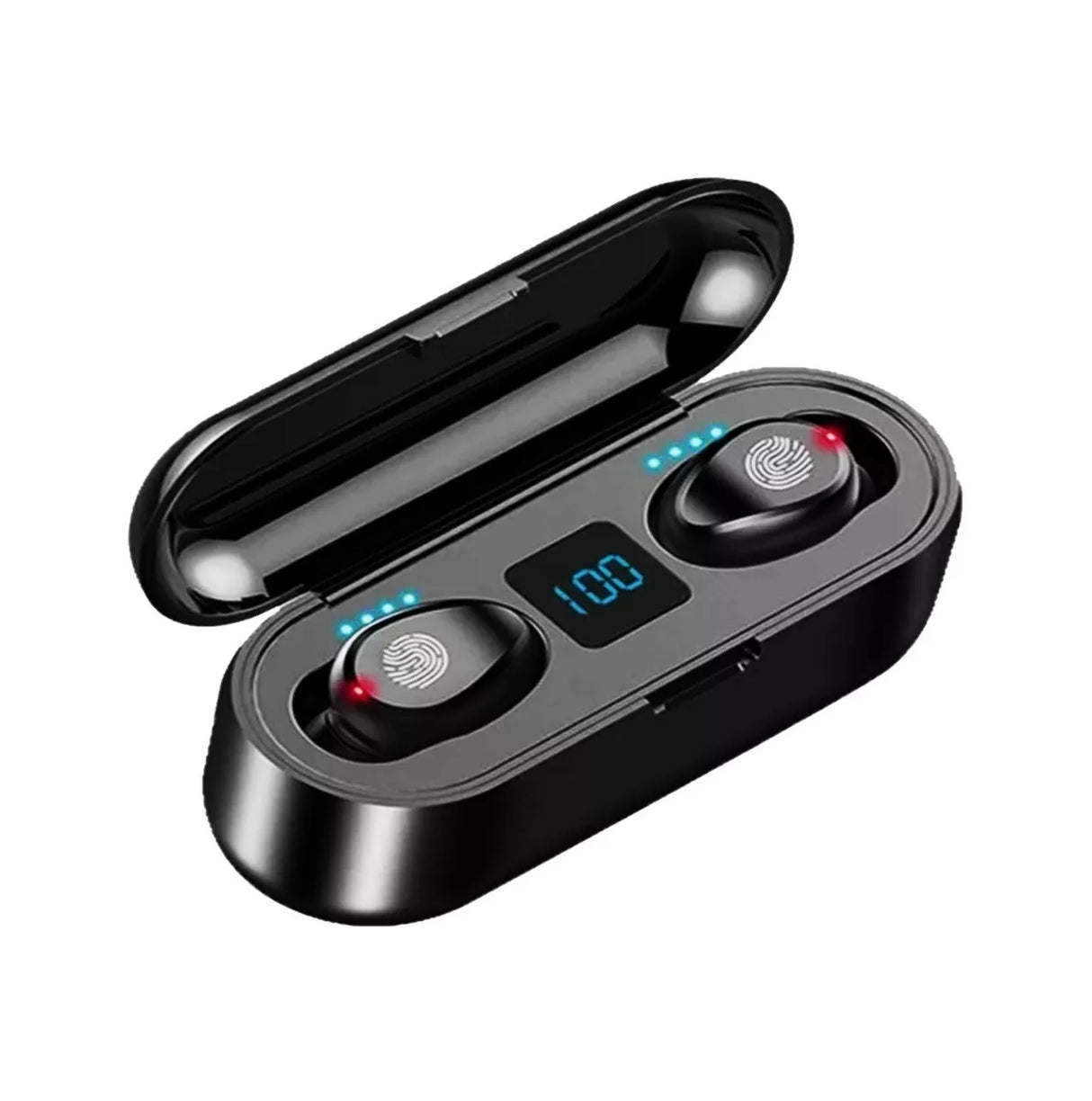 Auriculares in-ear inalámbricos F9 negro con luz LED