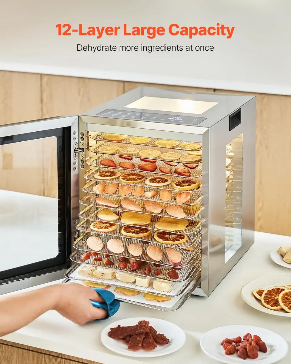 Deshidratador De Alimentos Vevor 12 Bandejas De Acero Inoxidable 120V