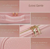 Bolso De Maquillaje Con Luz Led Recargable Rosada