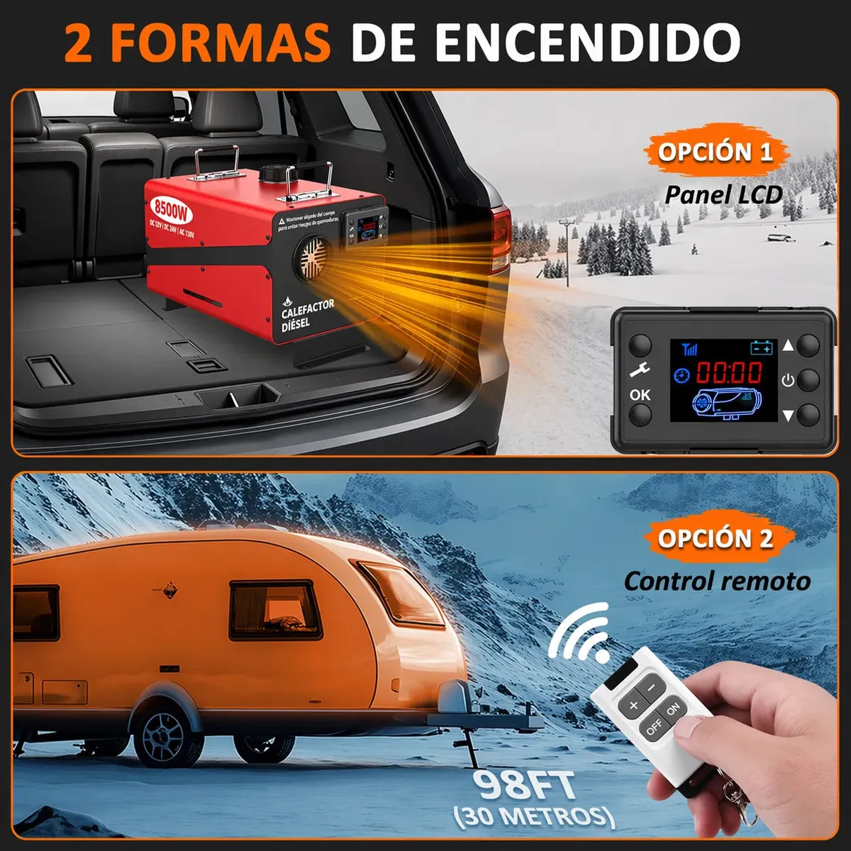 Calefactor Diésel Portátil 8.5KW 12V / 24V con Control Remoto | Nuevo | Embalaje Abierto