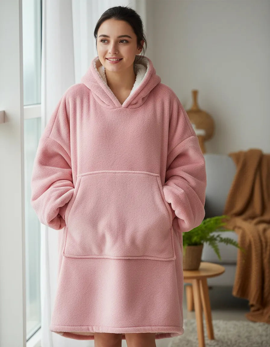 Maxi Polerón Manta Sherpa con Capucha | Chiporro Polar | Talla Única |