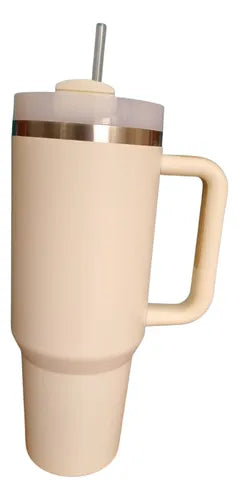 Termo Taza Con Popote 1.2l Caliente-frío De Acero Inoxidable
