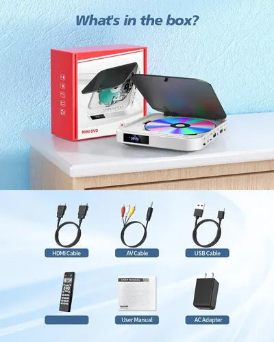 Mini Reproductor DVD HDMI Compacto Full HD Blanco