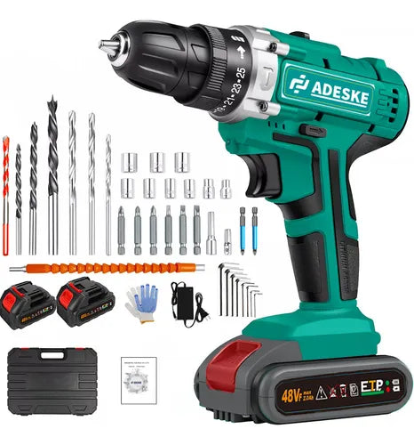 Kit Taladro Destornillador Adeske Inalámbrico 24v + 2 Baterías