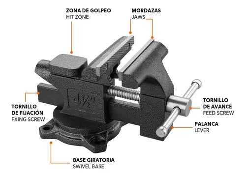 Tornillo De Banco De Acero Tipo Europeo De 4.5 In