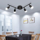 4 Foco Riel Luz Cálida Riel Monofásico 1mt Negro