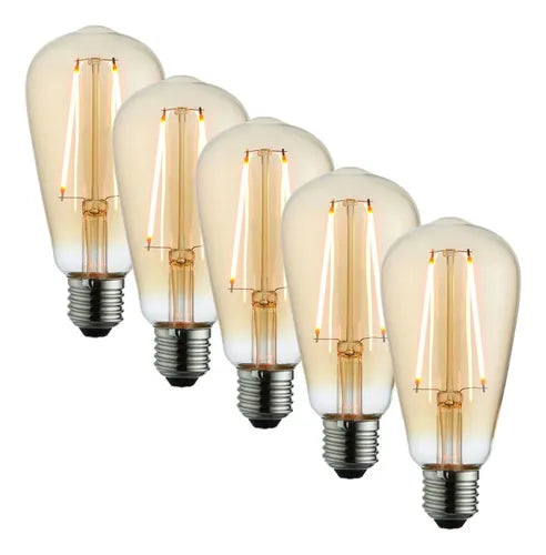 Pack X5 Ampolletas Vintage E27 Edison Filamento 4w Luz Calid Luz Luz Cálida