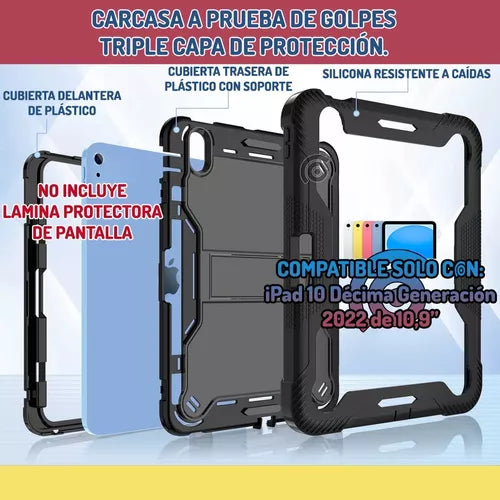 Funda Carcasa Antigolpes 360 Para iPad 10ma Decima Gen. 10,9