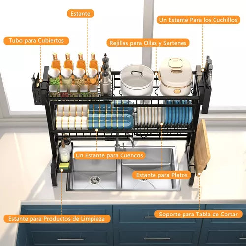 Escurridor Retráctil Secador Ajustable Loza Platos 2 Niveles