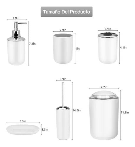 Set De Accesorios De Baño 6 unidades Color Blanco