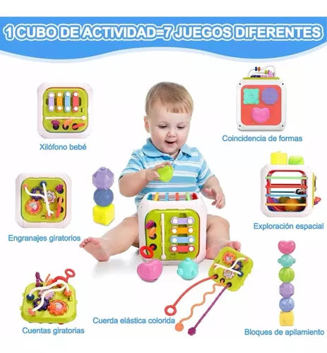 Juego De Enseñanza Para Bebés Con Cubo De Actividades 7 En 1