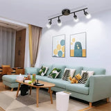 4 Foco Riel Luz Cálida Riel Monofásico 1mt Negro