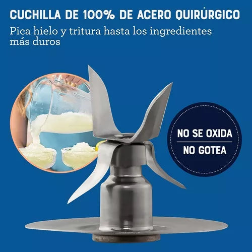 Licuadora Oster Vaso Vidrio 6 Velocidades + Pulso Blstpeggpb Color Gris