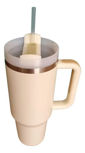 Termo Taza Con Popote 1.2l Caliente-frío De Acero Inoxidable