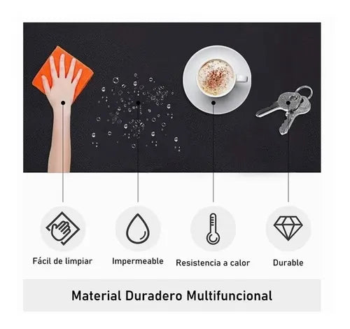 Alfombrilla Mousepad De Cuero Impermeable Reversible 60x30cm