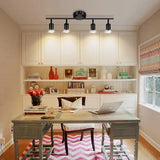 4 Foco Riel Luz Cálida Riel Monofásico 1mt Negro