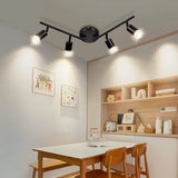 4 Foco Riel Luz Cálida Riel Monofásico 1mt Negro