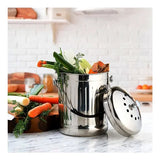 Basurero Con Filtros De Olor De Acero Inoxidable - Norplat Plateado