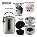 Basurero Con Filtros De Olor De Acero Inoxidable - Norplat Plateado