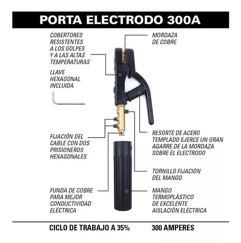 Porta Electrodo Hela 300 A Para Máquina De Soldar