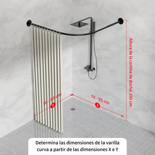 Cortina Ducha Tela Impermeable Barra Telescópica