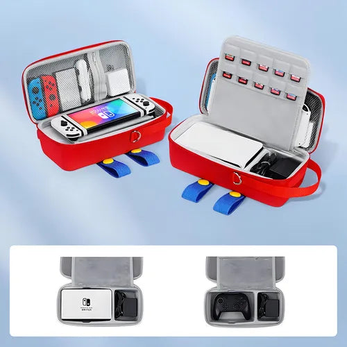 Estuche Funda Para Nintendo Switch Oled Gran Capacidad Viaje Color Rojo