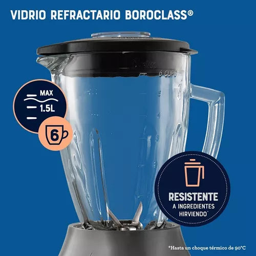 Licuadora Oster Vaso Vidrio 6 Velocidades + Pulso Blstpeggpb Color Gris