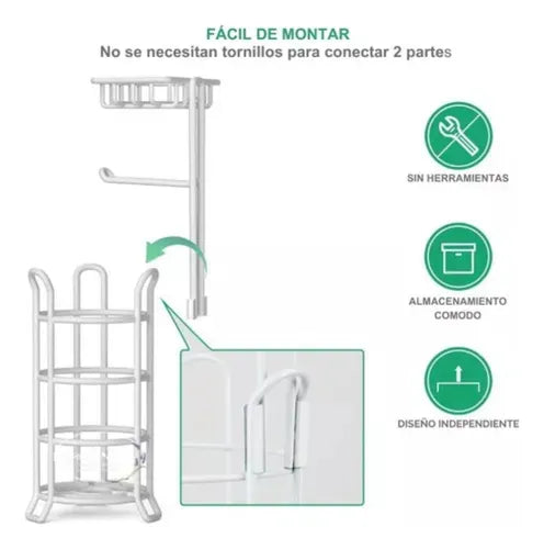 Soporte De Papel Higiénico Confort Pedestal Organizador Baño