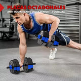 Mancuernas Pesas Ajustables Set De 10 Kg Total Fitnics 2en1 +barra Color Azul