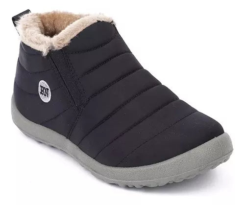 Botas Nieve Cálidas Para Mujer Moda Felpa Impermeable Negro