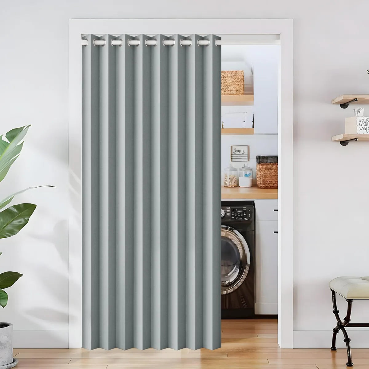 Cortinas Hmyi con aspecto plisado magnético, 100 % opacas, 150 x 20 cm (ancho x largo)