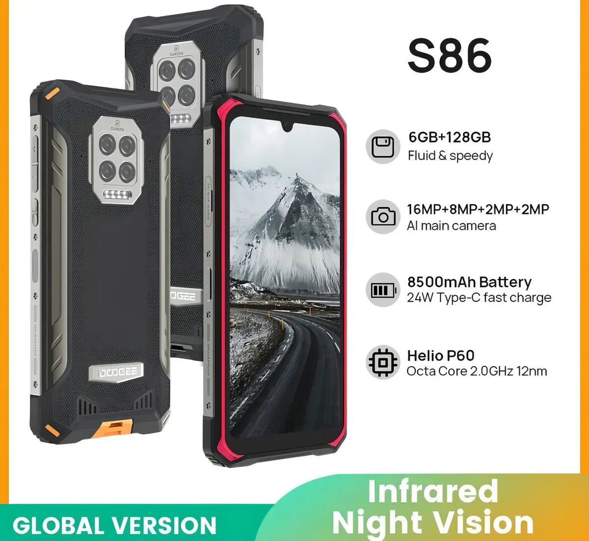 Doogee S86 Dual SIM 128 GB fire orange 6 GB RAM - PRODUCTO USADO