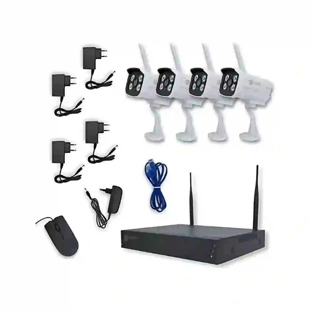 Kit de Seguridad WiFi NVR 8 Canales + 4 Cámaras Bullet 3MP JDVision | Vigilancia Inteligente Full HD+