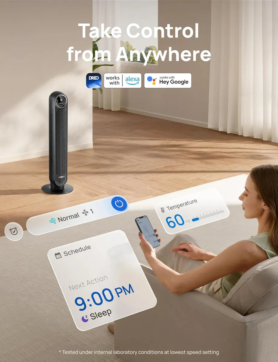 Dreo Ventilador De Torre Para Dormitorio Con Control Remoto Alexa 110v