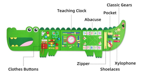 Tablero sensorial interactivo Cocodrilo de Rivibou Montessori de 3 a 6 años