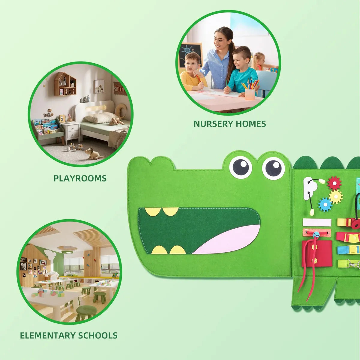 Tablero sensorial interactivo Cocodrilo de Rivibou Montessori de 3 a 6 años