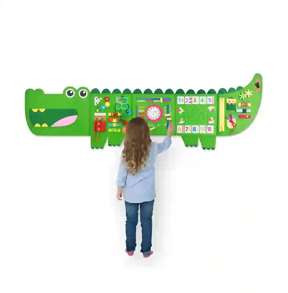 Tablero sensorial interactivo Cocodrilo de Rivibou Montessori de 3 a 6 años
