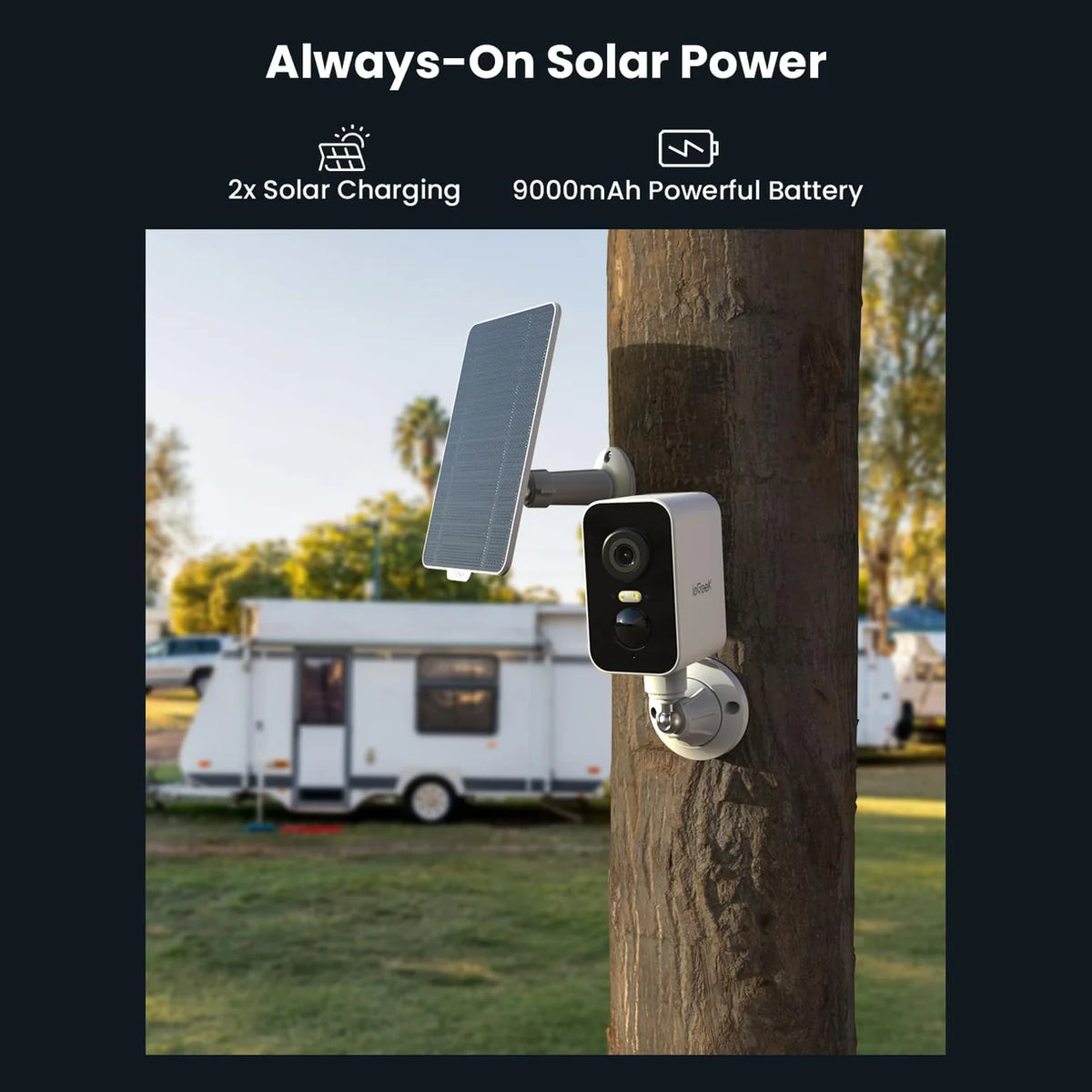 ieGeek ZY-G2 Cámara de Seguridad 4G LTE 2K con Panel Solar, Batería 9000 mAh y Visión Nocturna