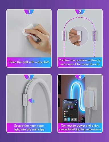 Govee Neon Rope Light for Wall Lining 5 Metros | Tira LED RGBIC Inteligente para Muros, Techos y Esquinas