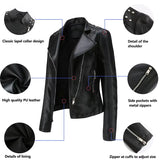 Chaqueta de Cuero Sintético para Mujer WF271 | Estilo Biker con Remaches para Primavera y Otoño