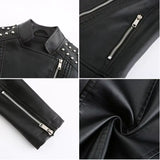 Chaqueta de Cuero Sintético para Mujer WF271 | Estilo Biker con Remaches para Primavera y Otoño
