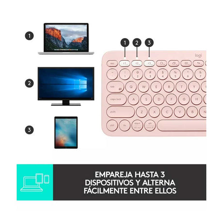 Teclado Bluetooth Logitech K380 Qwerty Español Color Rosa OPENBOX