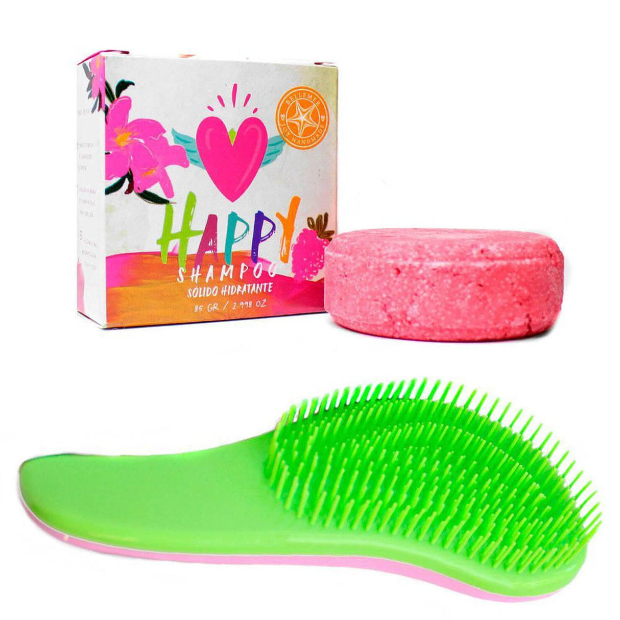 Shampoo en barra natural hidratante + cepillo antifrizz CVL