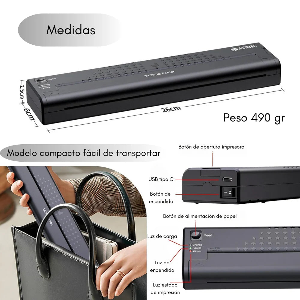 Mini Máquina Impresora De Transferencia De Tatuajes Usb