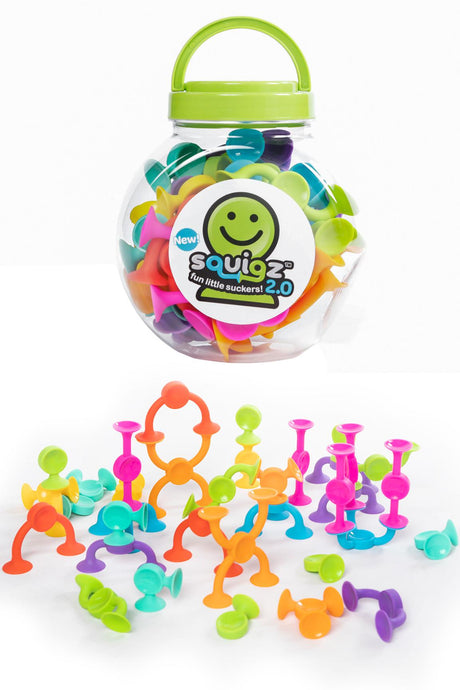 Squigz 2.0 Fat Brain Toys | 41 Piezas | Juego de Construcción Sensorial STEM | Nuevo
